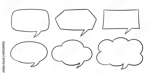 Message communication bubbles in cute doodle style on white background. Vector illustration.