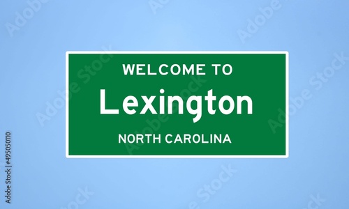 Lexington, North Carolina city limit sign. Town sign from the USA.