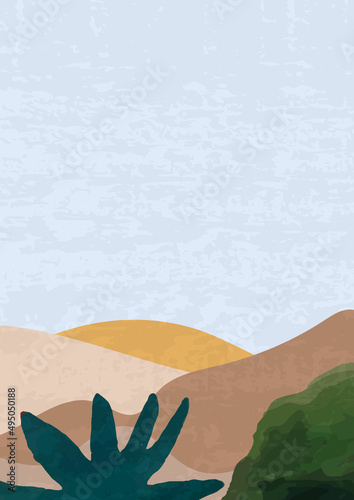 landscape desert, hills, vector background