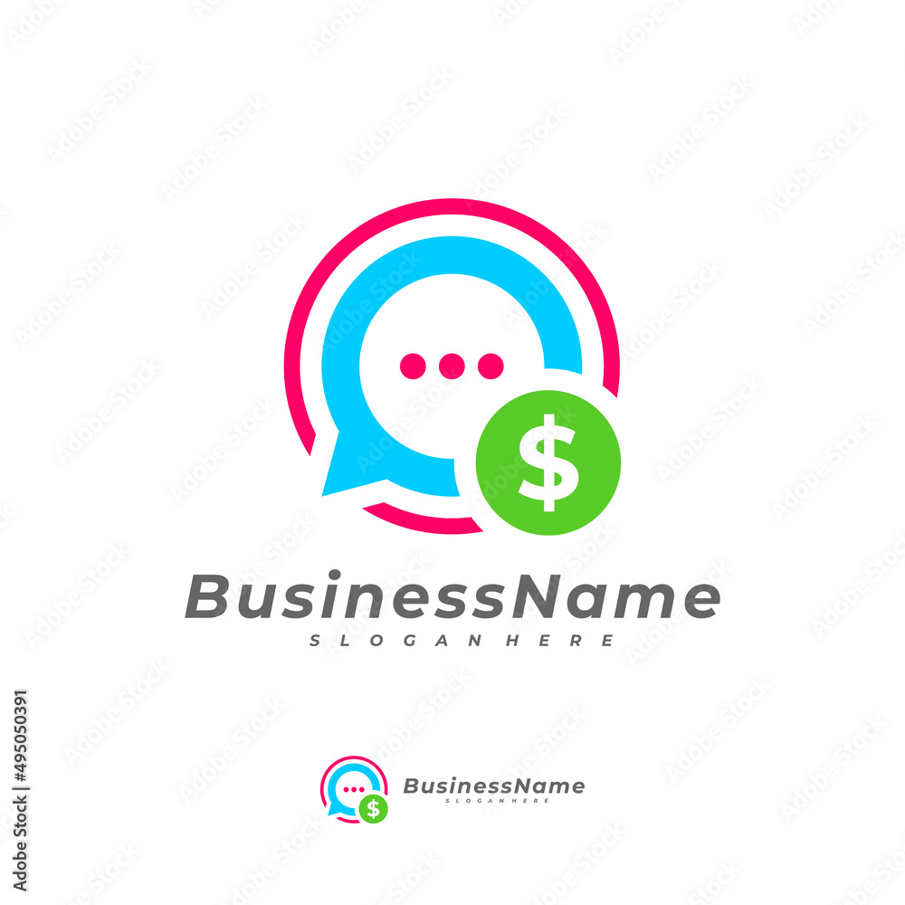 Money Chat logo vector template, Creative Money logo design concepts
