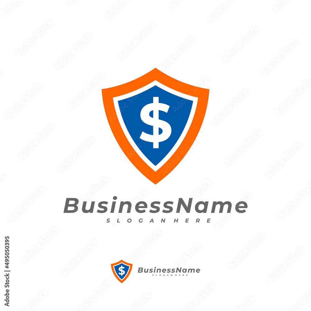 Money Shield logo vector template, Creative Money logo design concepts Money Shield logo vector template, Creative Money logo design concepts