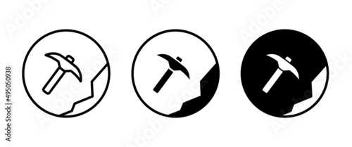 mining tool pickaxe, Mining, Hammer icon sign, symbol, logo, illustration, editable stroke, flat design style isolated on white