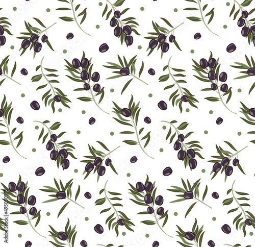 Dark olives on branch pattern