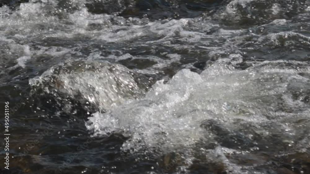 Stormy water flow of a rocky river, spring. Video. Stormy water flow of a rocky river, spring. Video.