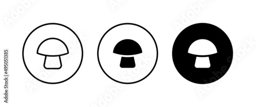 Champignon mushroom icon button, vector, sign, symbol, logo, illustration, editable stroke, flat design style isolated on white