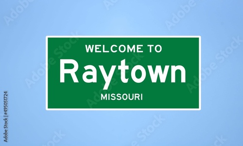 Raytown, Missouri city limit sign. Town sign from the USA. photo