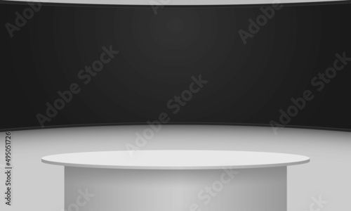white table and lcds background in the news studio room	