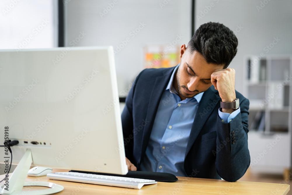 Bored Employee In Video Conference Training Bored Employee In Video Conference Training