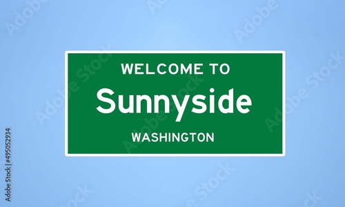 Sunnyside, Washington city limit sign. Town sign from the USA. photo