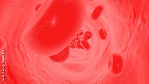 3D rendering,Red blood cells flow in blood vessels © onlyyouqj