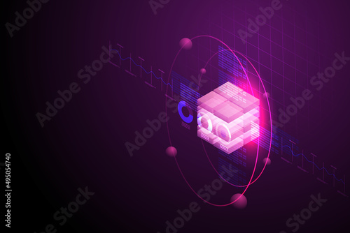 Blockchain technology digital hologram background