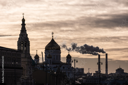 City center in Moscow. Clouds over the city