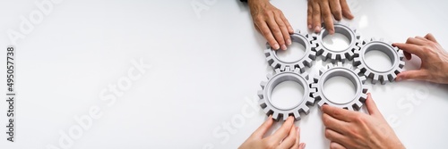 Innovative Businesspeople Team Hands Joining Gears