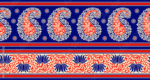 Paisley border design with lotus flower
