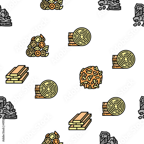 Timber Wood Industrial Production Vector Seamless Pattern Thin Line Illustration photo