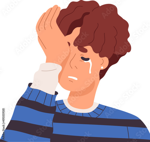 Crying Teen Avatar Cartoon Illustration