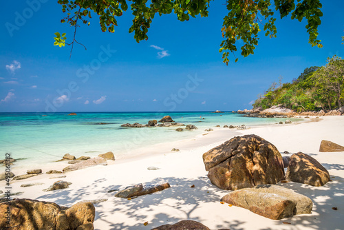 Beautiful tropical island beach in sunny day - Koh Lipe, Thailand. Travel concept.