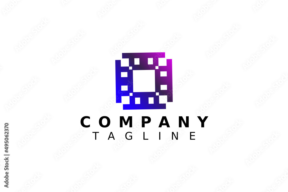 Obraz premium abstract tech pixel logo simple flat