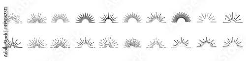 Retro sunburst icon vector set. Sunrise rays illustration sign collection. light burst symbol. 
shine sunshine logo. firework mark.