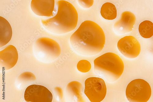 maasdam Cheese texture, macro shot