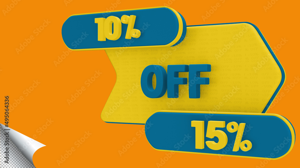3D Tag OFF, Label with percentage 10%, 3d rendering, Special Offer 10% Discount Tag, Special Offer Label.51