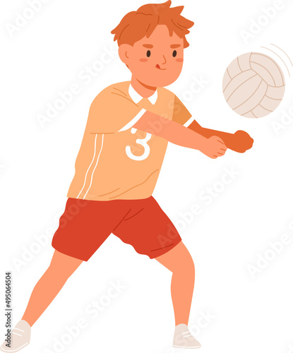 Volleyball Player Kid Cartoon Illustration