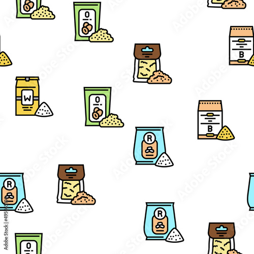 Flour Factory Industry Production Vector Seamless Pattern Thin Line Illustration