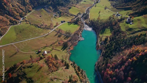 Drone Flight Over Klammsee Reservoir In Autumn photo