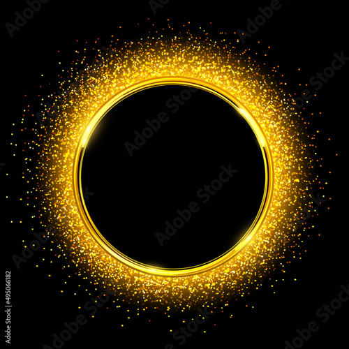 Gold sparkling ring with gl...