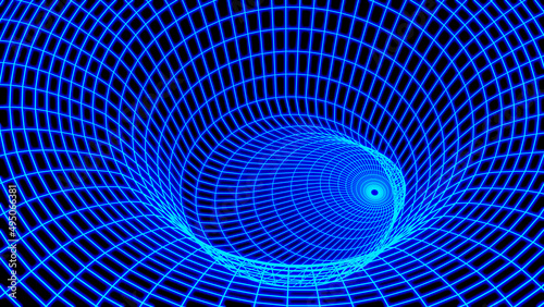 Background 3D with blue neo...