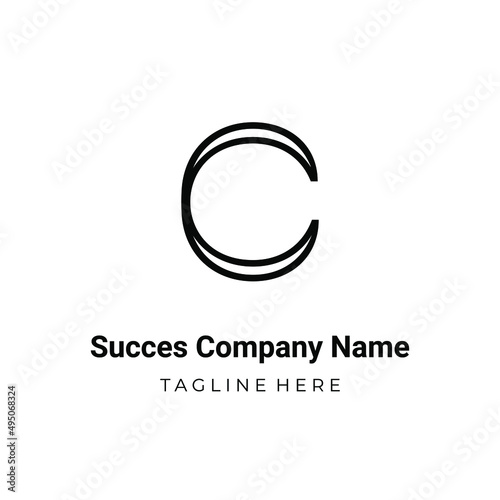 Unique modern geometric creative elegant letter C logo template
