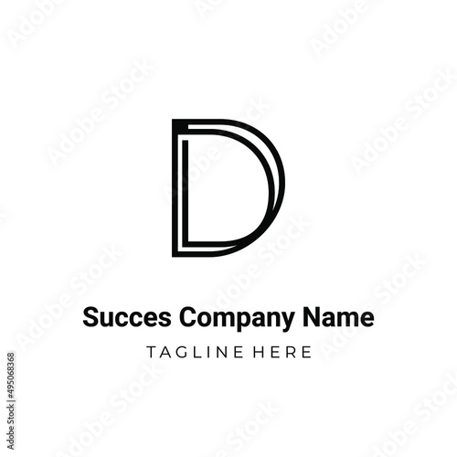Unique modern geometric creative elegant letter D logo template