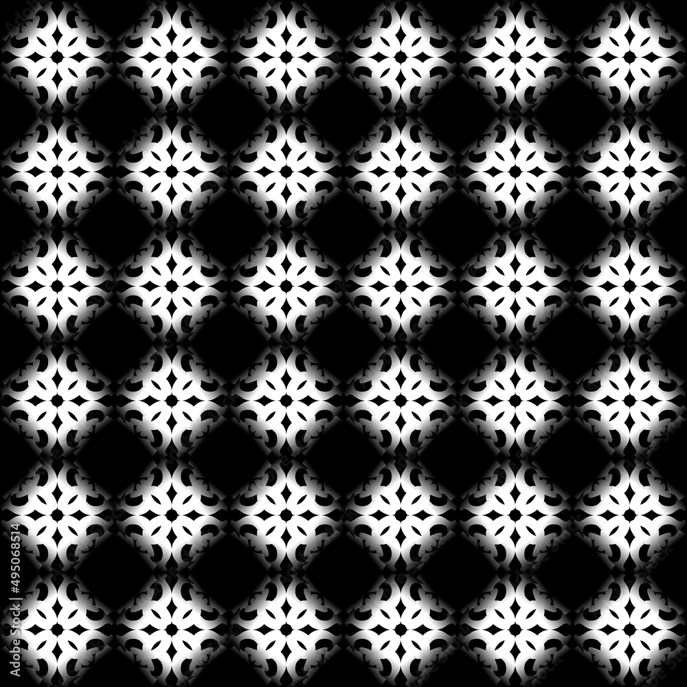 Obraz premium black and white seamless background abstract texture 3d effect and also use for wallpaper 