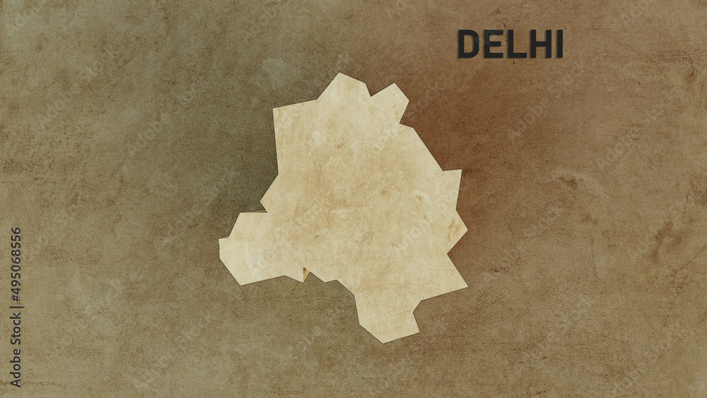 Delhi Map 3d rendered illustration Stock Illustration | Adobe Stock