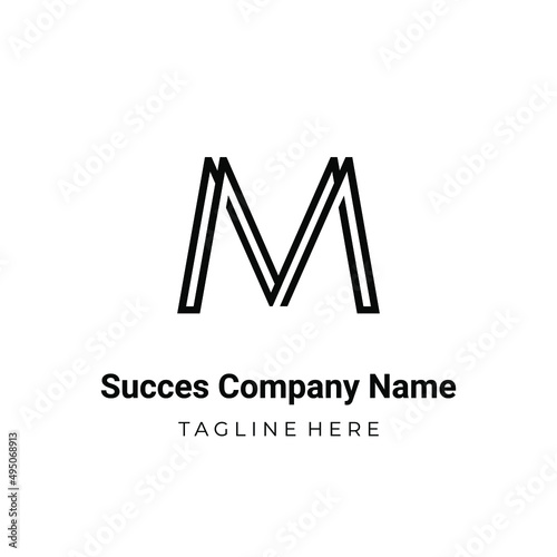 Unique modern geometric creative elegant letter M logo template
