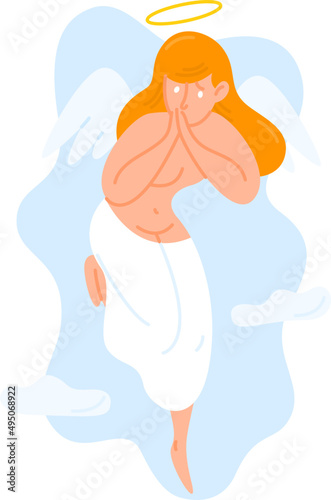 Woman Angel from Heaven Cartoon Illustration