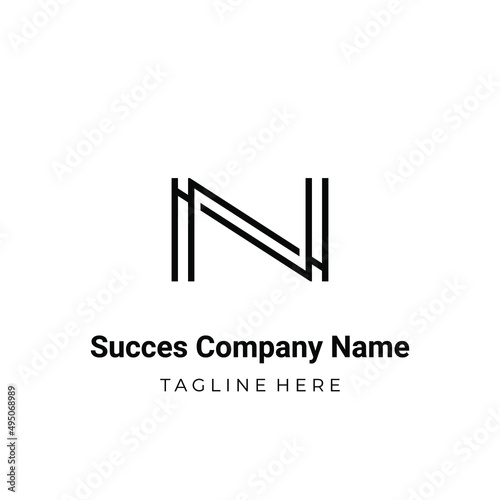 Unique modern geometric creative elegant letter N logo template