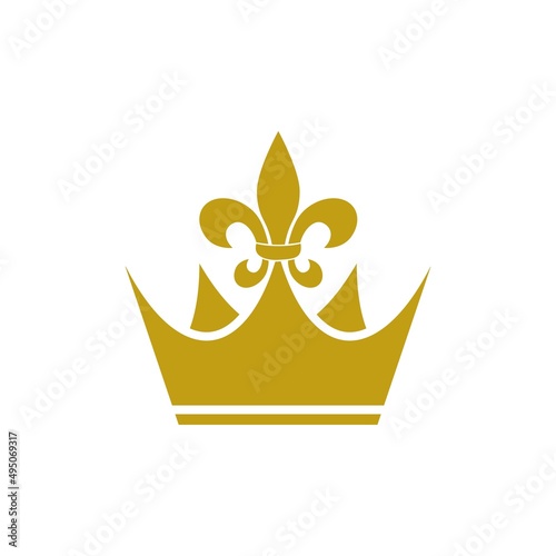 Crown with fleur-de-lis symbols isolated on white background