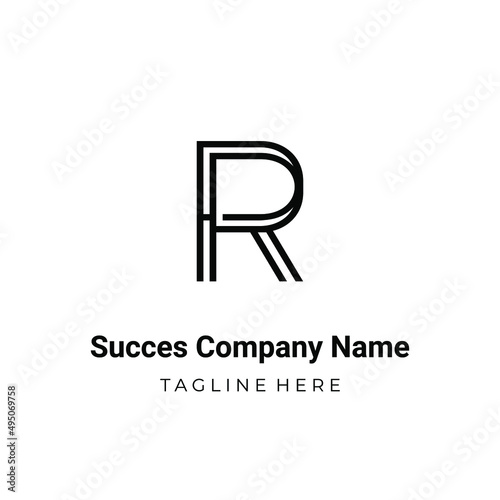 Unique modern geometric creative elegant letter R logo template