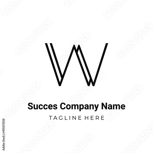 Unique modern geometric creative elegant letter W logo template