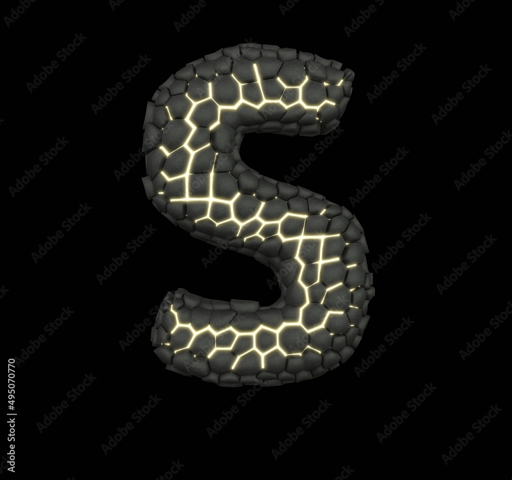 Fototapeta premium Glowing Breaking Stones Font Letter S