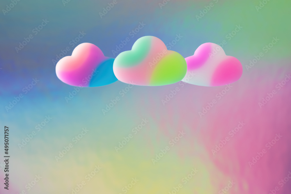  Abstract rainbow background. Neon sky and clouds vivid colors. Creative composition.