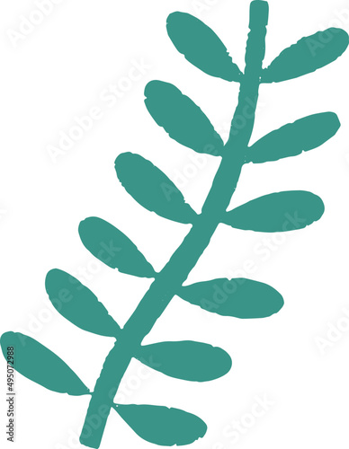 Abstract Stem with Leaves Doodle Decorative Element