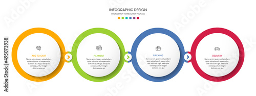 Process of online shopping with 6 steps. Steps business timeline process infographic template