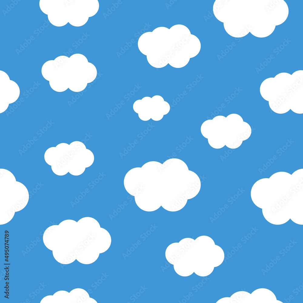 Clouds in the sky vector seamless background. Clouds seamless pattern. Vector illustration.