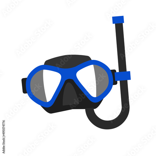 Diving mask isolated on a white background. Diving gear. Scuba mask and snorkel. Things you need on the beach. Vector illustration in flat style.