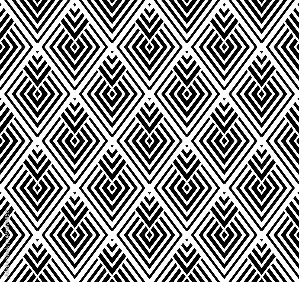 Abstract geometric pattern with stripes, lines. Seamless vector background. White and black ornament. Simple lattice graphic design