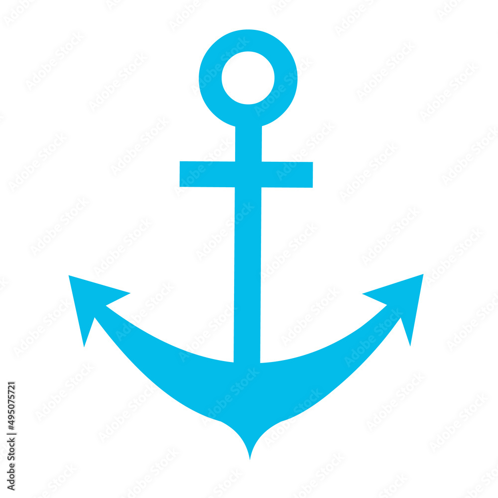 Anchor icon isolated on white background. Sea anchor in blue. Vector illustration in simple style. Anchor icon isolated on white background. Sea anchor in blue. Vector illustration in simple style.