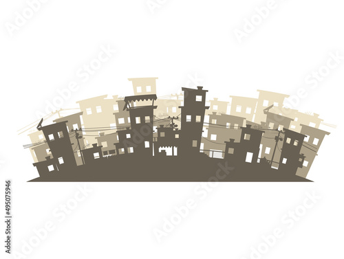 Street of poor neighborhood in the city. Slum