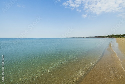 Gorgeous coast line landscape view. Beautiful nature backgrounds. Greece. 
